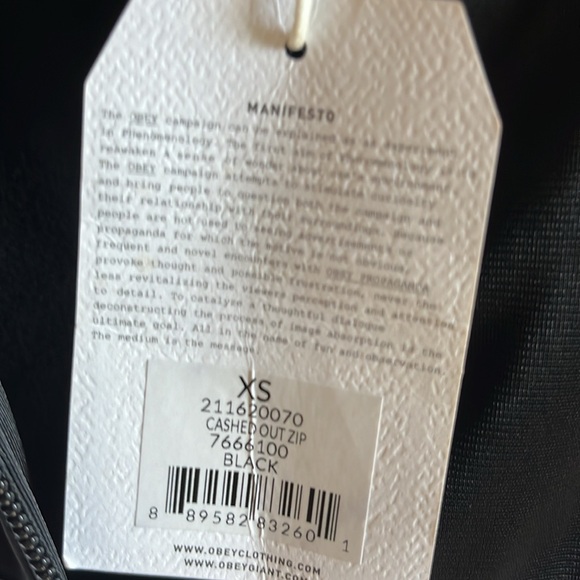 NWT Obey Cashed Out Track Jacket Sz XS - Picture 7 of 9